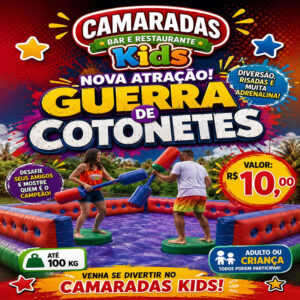 Guerra de Cotonetes no camaradas Restaurante de R$20,00 por apenas R$10,00.